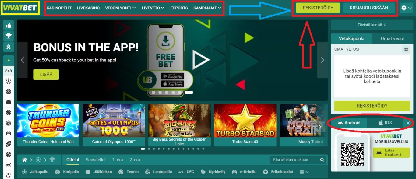 Vivatbet-mobiilisivuversio